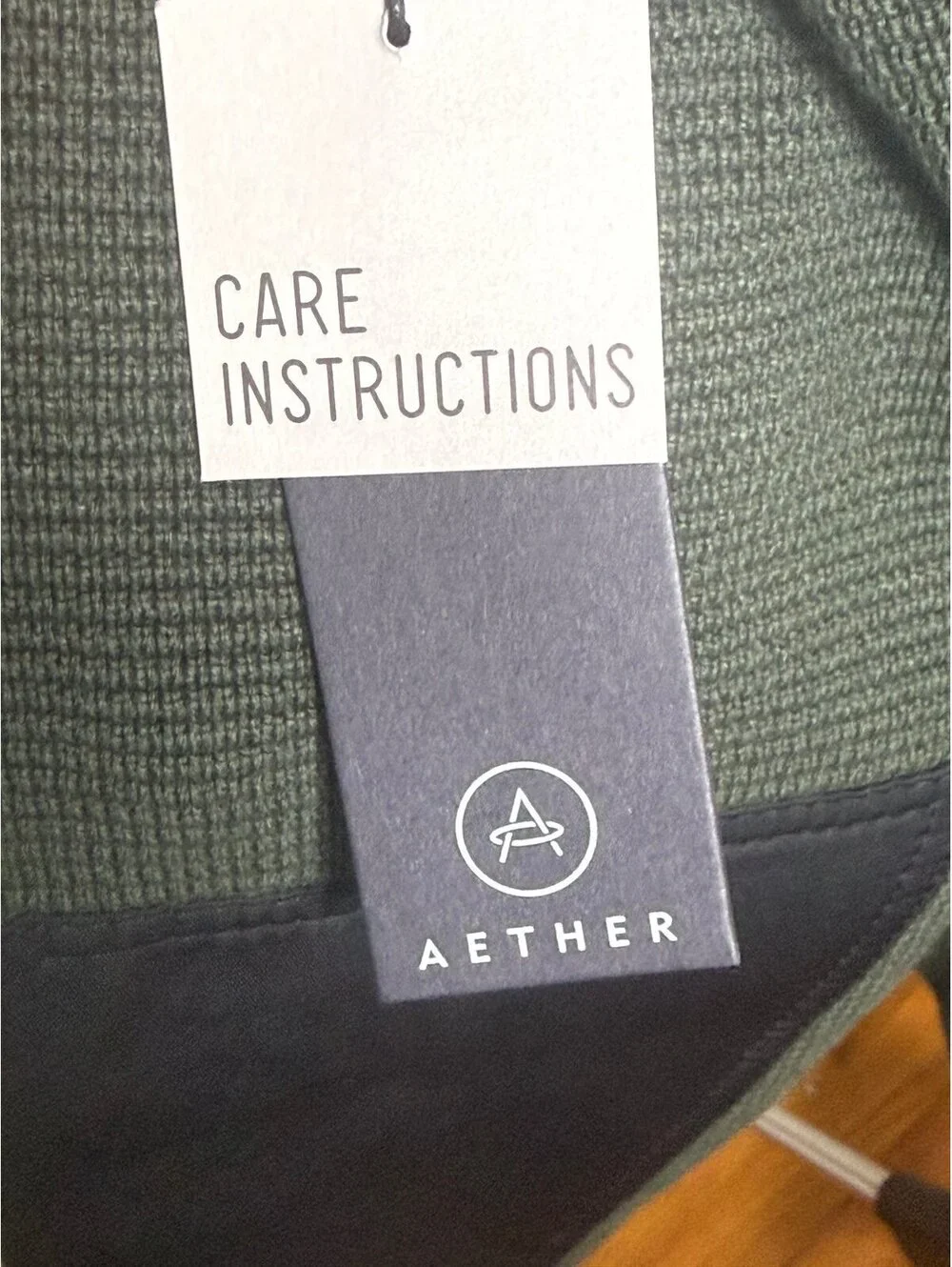 AETHER Gamma Sweater Mens Large Olive Green Shawl Collar Cotton Cashmere NWT